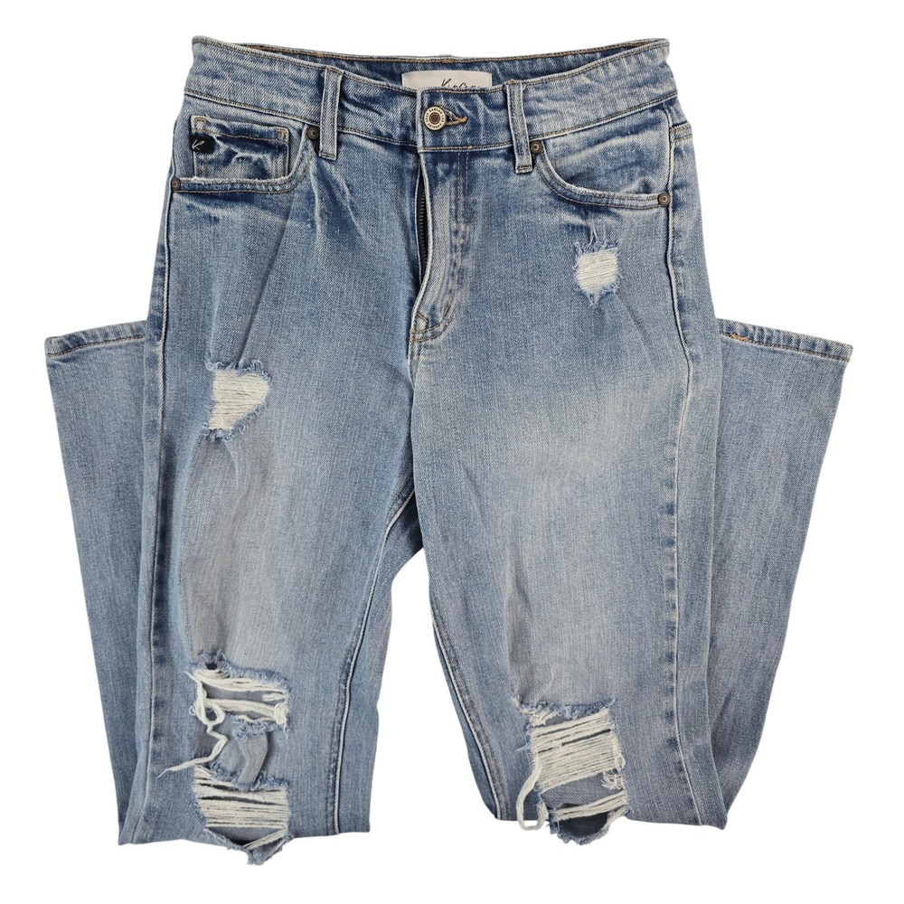 KanCan Womens Jeans Size 7/27 Ripped Distressed High Rise Light Wash Denim‎
